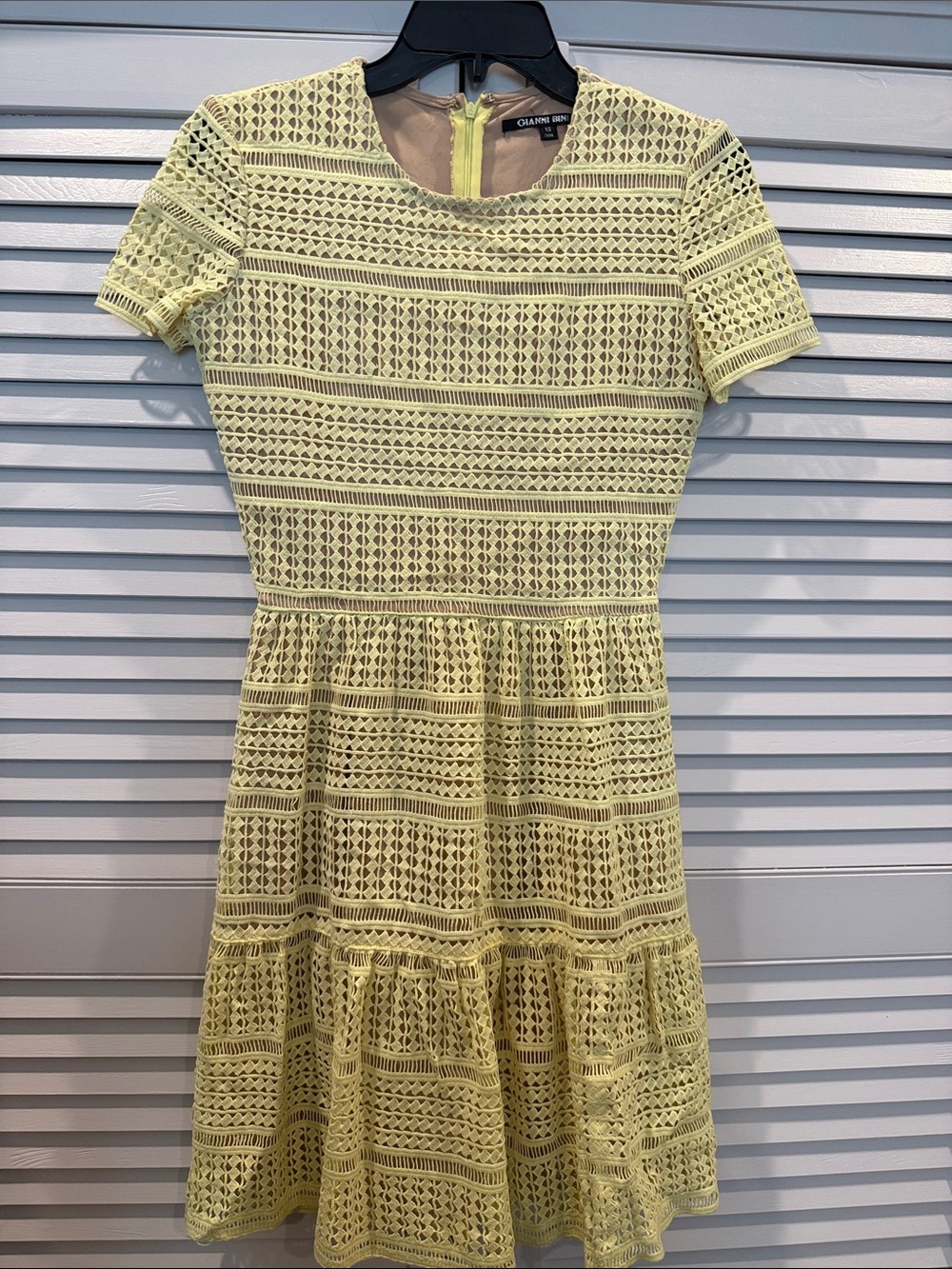 Gianni Bini Yellow Crochet Fit & Flare Dress